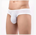 Men's cotton briefs in seven colour options showing low waist boxer style design
