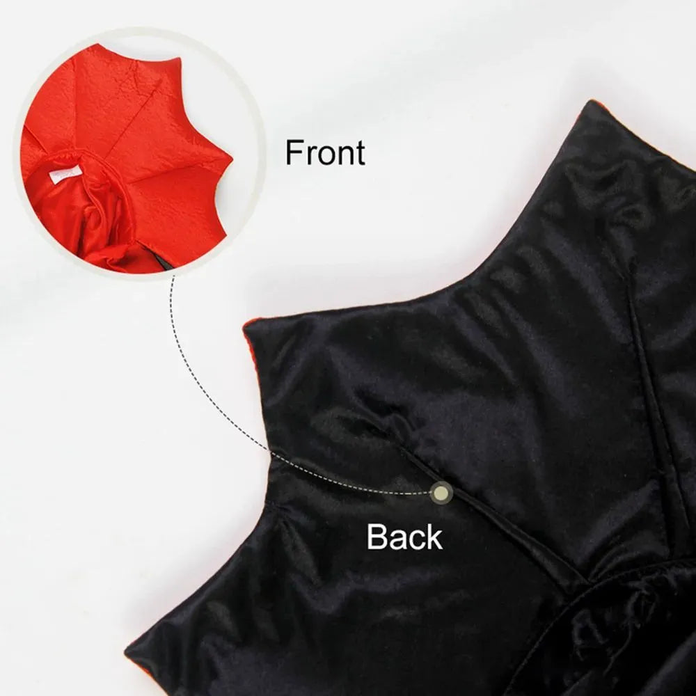 Halloween vampire cloak costume for small dog or cat showing cape design
