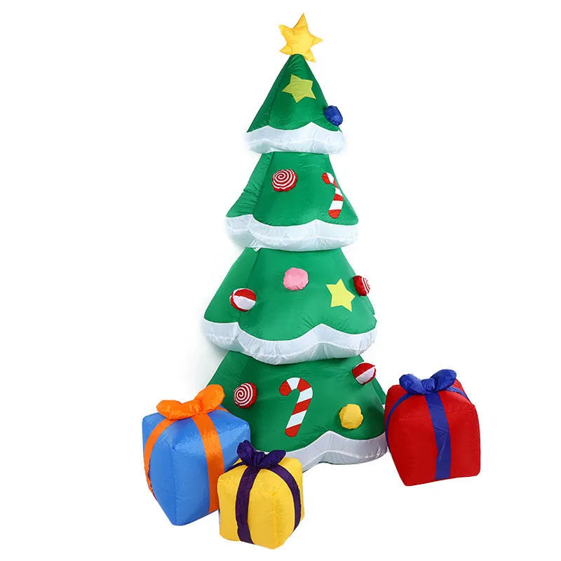 Glowing LED inflatable Christmas decoration showing Santa, tree, or snowman for outdoor garden use
