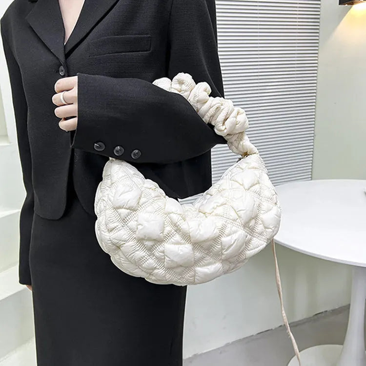 Women's casual nylon shoulder messenger bag in a solid colour with an adjustable long strap.