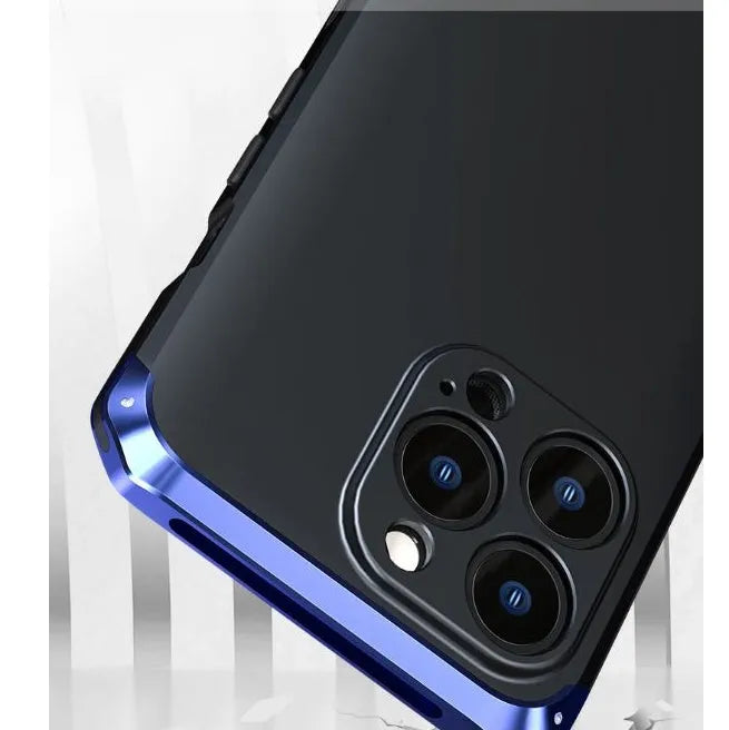 Full frame solid colour mobile phone case for Apple iPhone 13 series in aluminum alloy and plastic, black finish