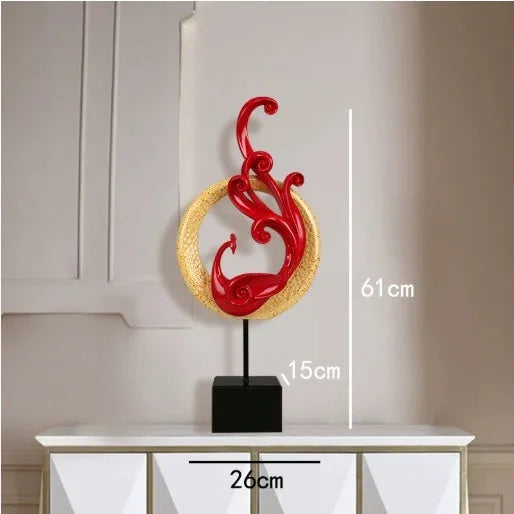 European style synthetic resin Phoenix ornament in rose gold, silver, or red.