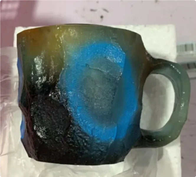 Resin mineral crystal coffee mug with handle showing clear design and colour options