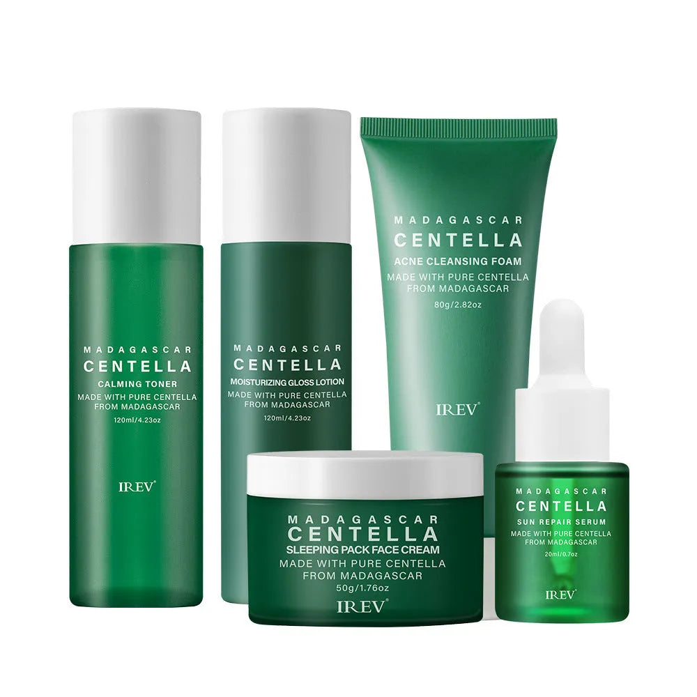 Snow Grass set combination facial skincare cosmetics with five products including Centella Asiatica for universal skin type