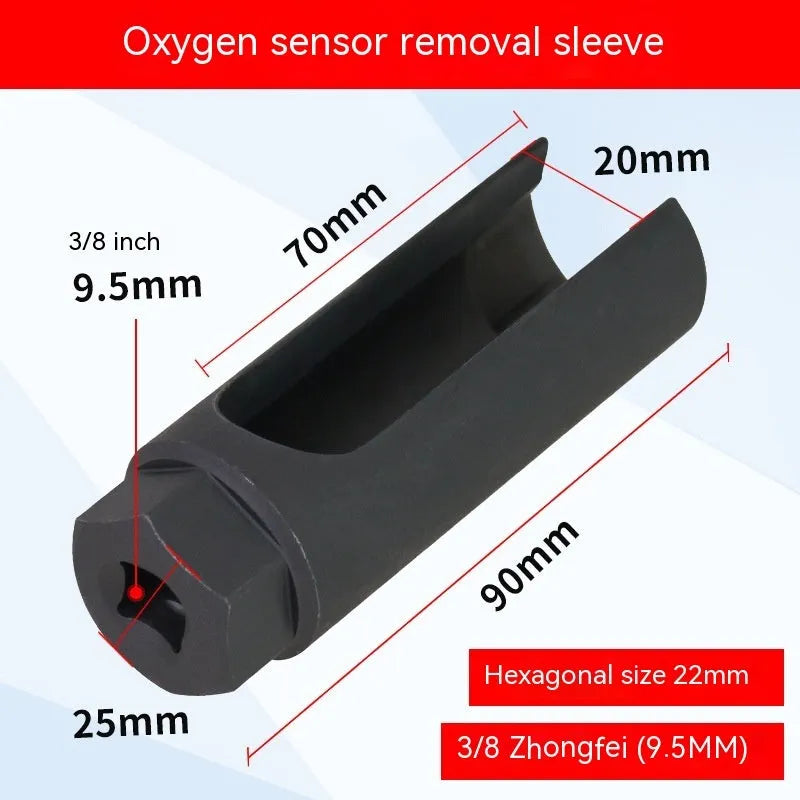 Black chromium vanadium steel 22mm oxygen sensor removal socket sleeve tool