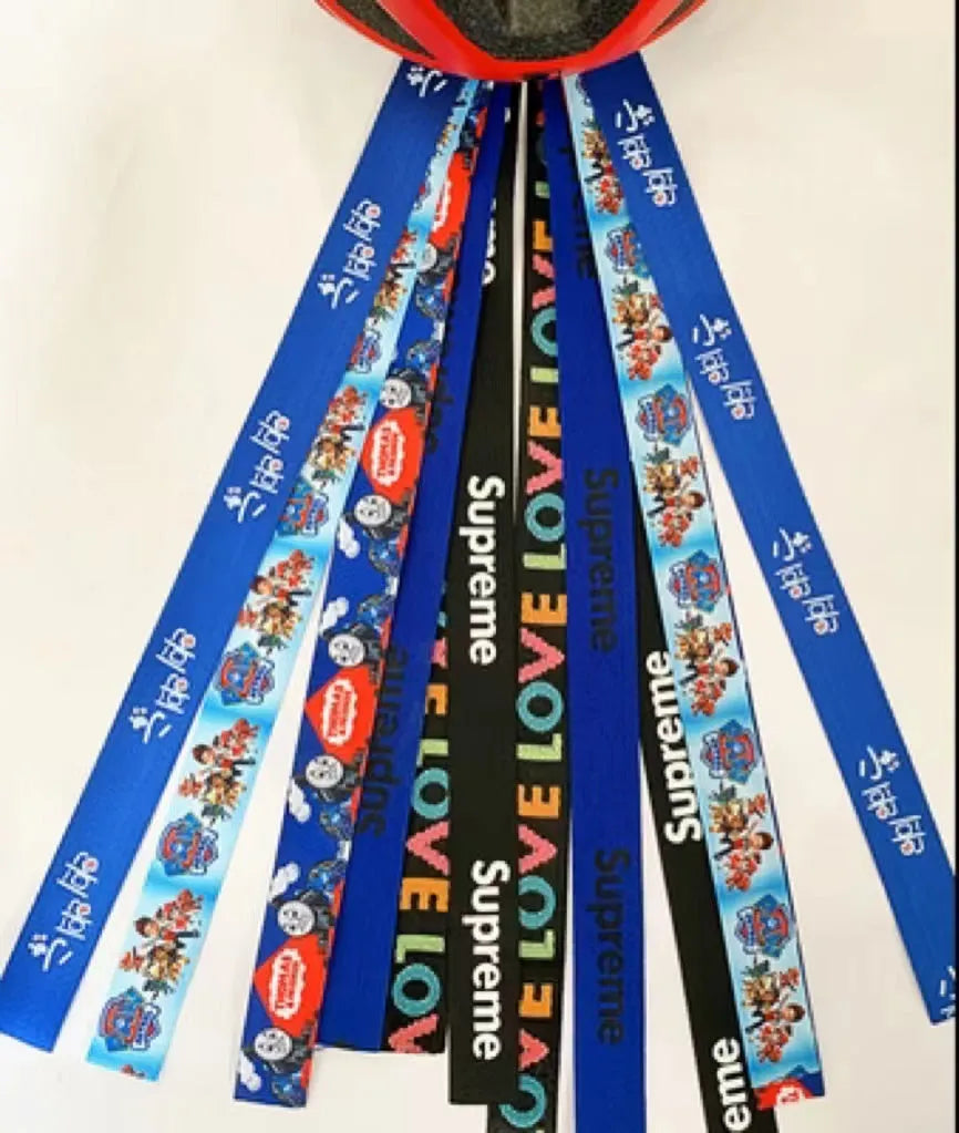 Children's helmet decorative streamers in multiple colours for skating and ski safety gear