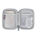 Polyester mobile hard disk storage bag in grey holds a 2.5-inch drive and data cables