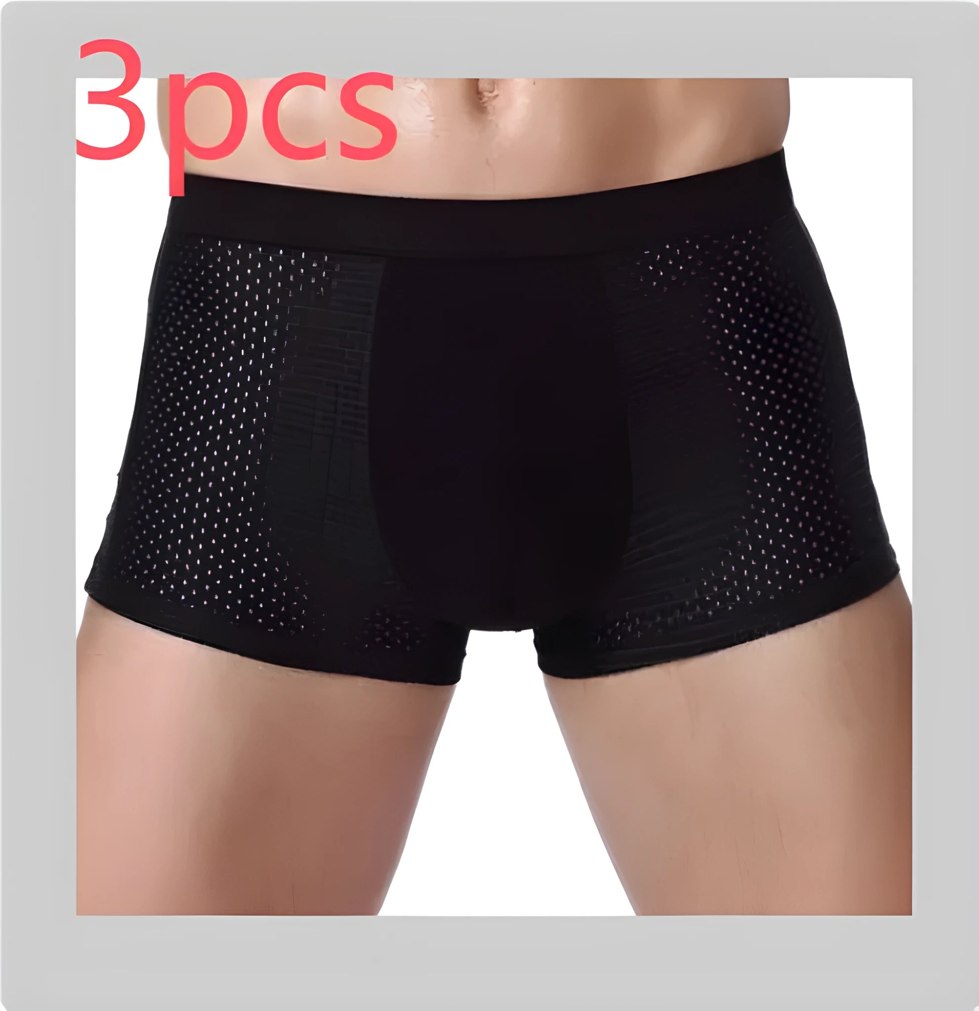 Men's solid colour ice silk modal boxer briefs with U convex design and mid-waist fit.