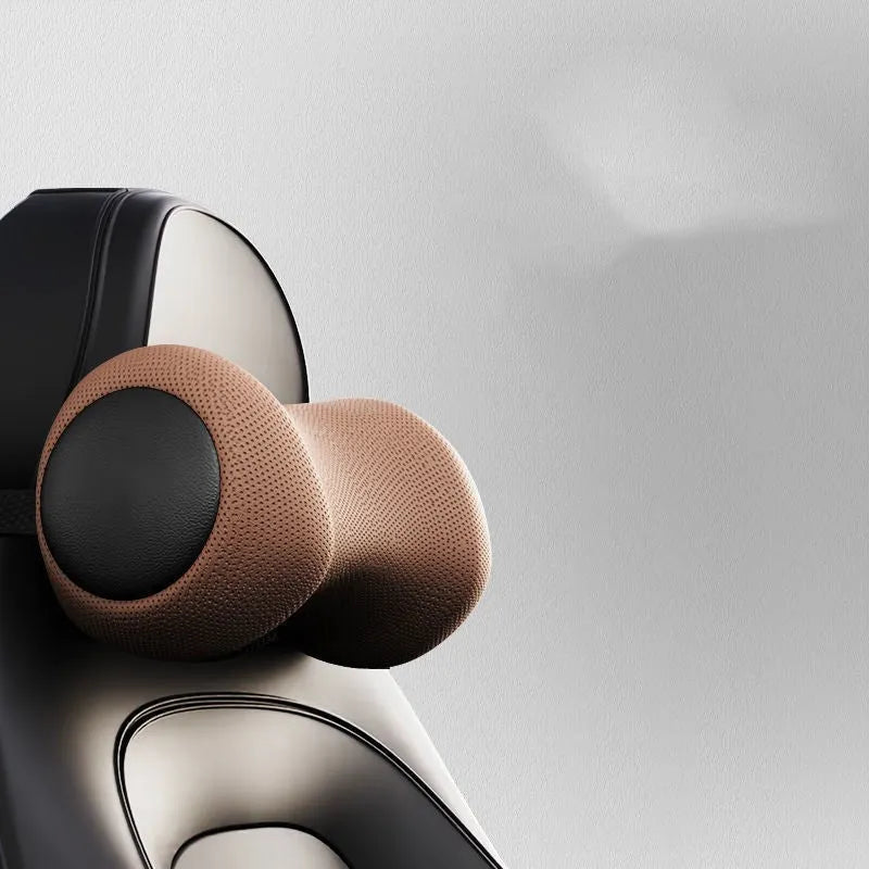 Car massage cushion with memory cotton in classic black colour showing headrest and lumbar support components