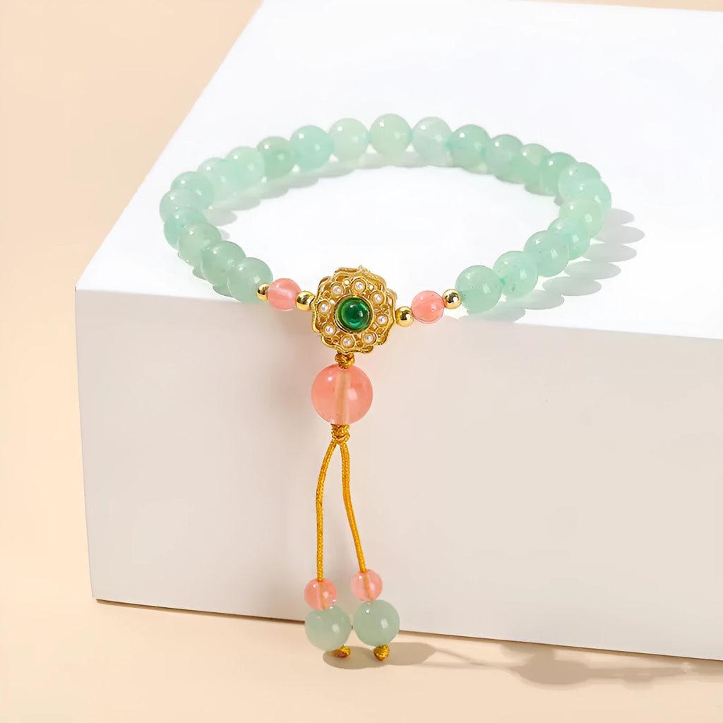 Green crystal jade bracelet with Chinese style design for women