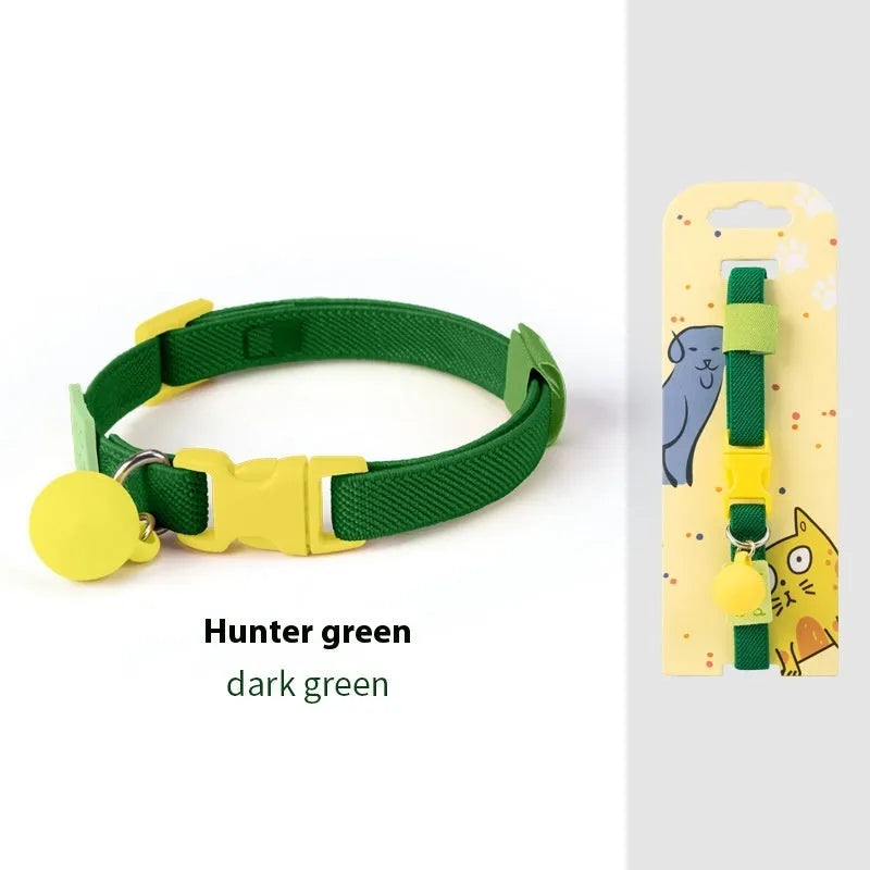 A high elasticity polyester dog collar for small dogs shown in various solid colours on a white background.