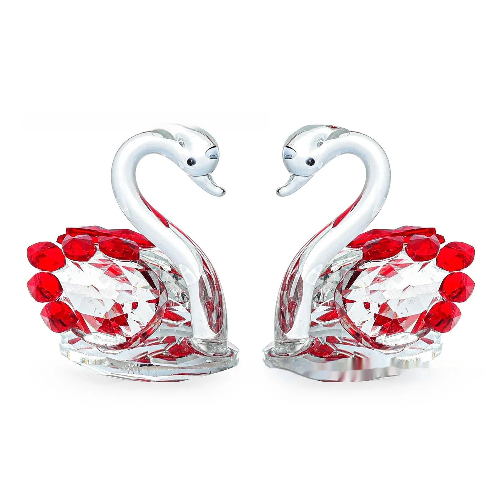 Crystal swan desktop decoration in red, blue, pink, or purple colours