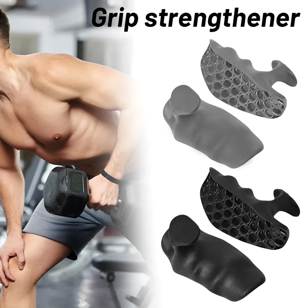 Anti-slip grip strengthener for dumbbell lifting, breathable finger trainer in gray and black