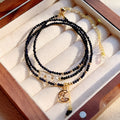 Blue gold sand stone multi-layer women's bracelet with three-ring adjustable design
