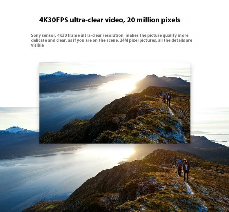 Black HD dual screen recorder measuring 64.5 x 45 x 31.5mm for riding and diving use