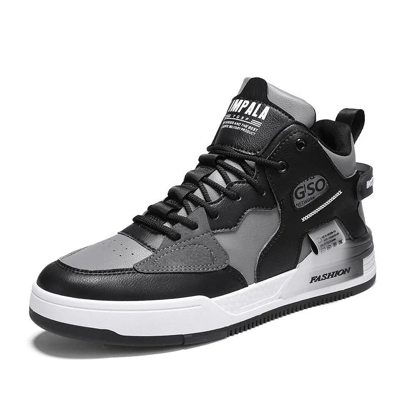 Men's high-top casual shoes in khaki canvas finish with rubber sole, slingback strap, and shallow ankle cut