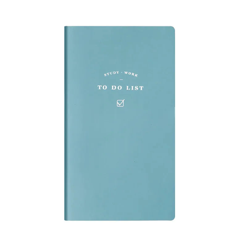 A 48K to-do list notebook with a PU cover in blue, showing its 96 pages of eye protection paper.