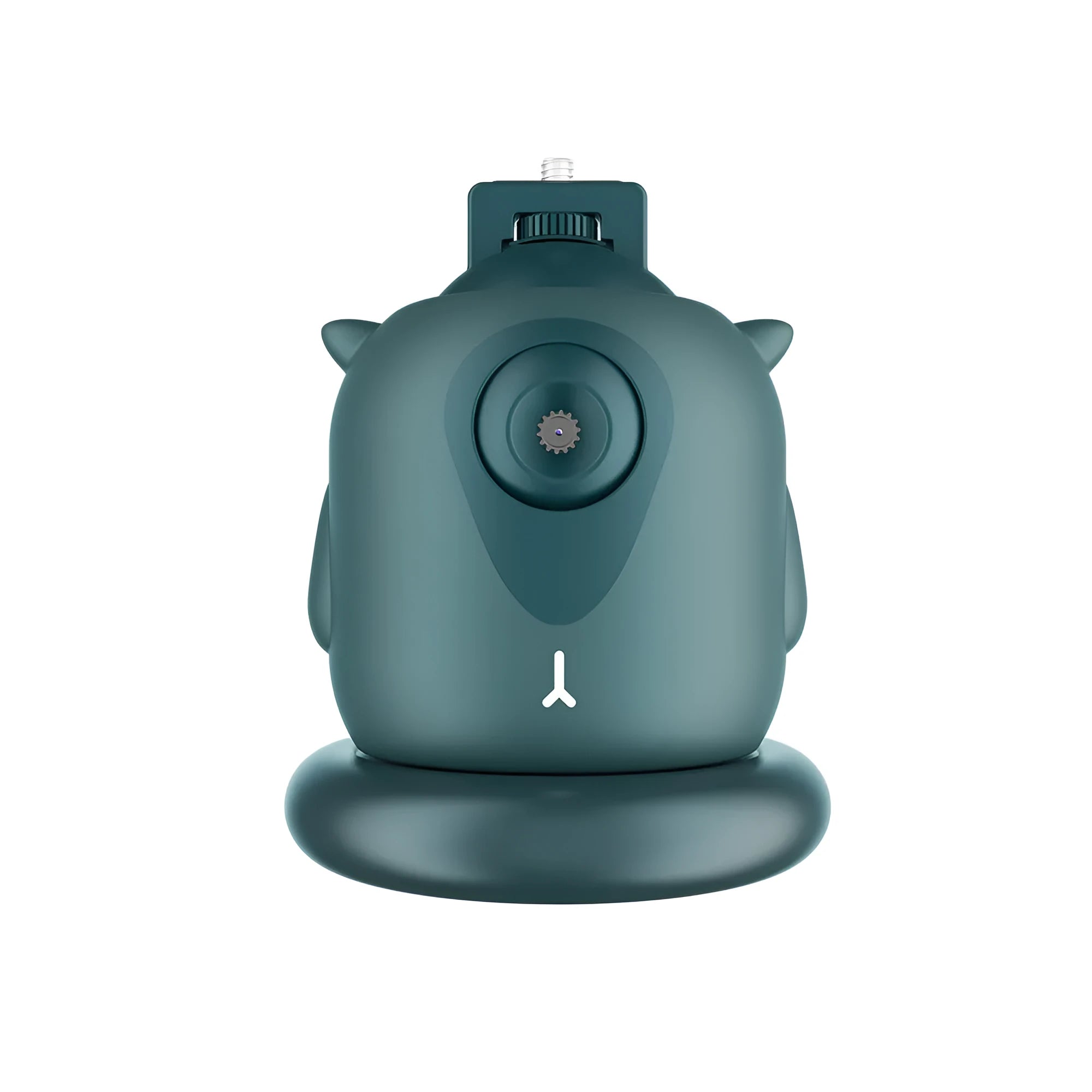 Dark green intelligent gimbal with AI face tracking and 360-degree rotation on a tripod.