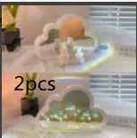DIY cloud tulip decorative night lamp with LED lights and mirror surface for bedroom or desk