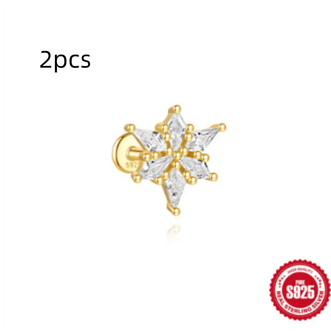 S925 sterling silver water drop shaped earrings with a flat spiral geometric design on a white background.