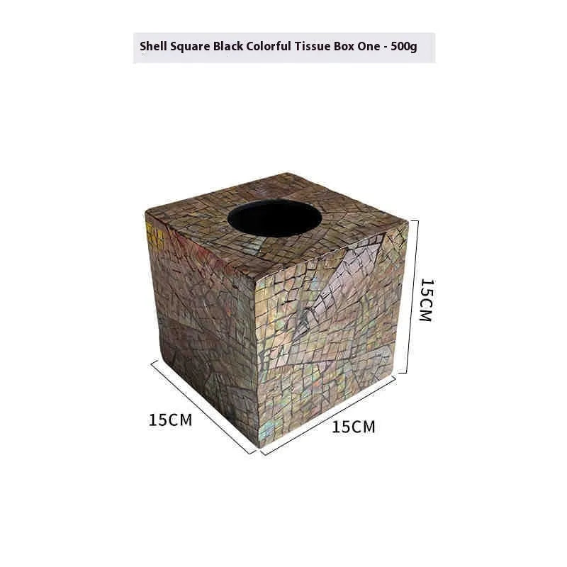 Modern minimalist rectangular shell storage box with removable organiser for tissues and small items.