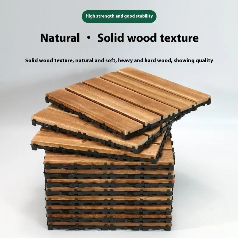 Camphor pine wood flooring tiles 30x30cm square for balcony thickening