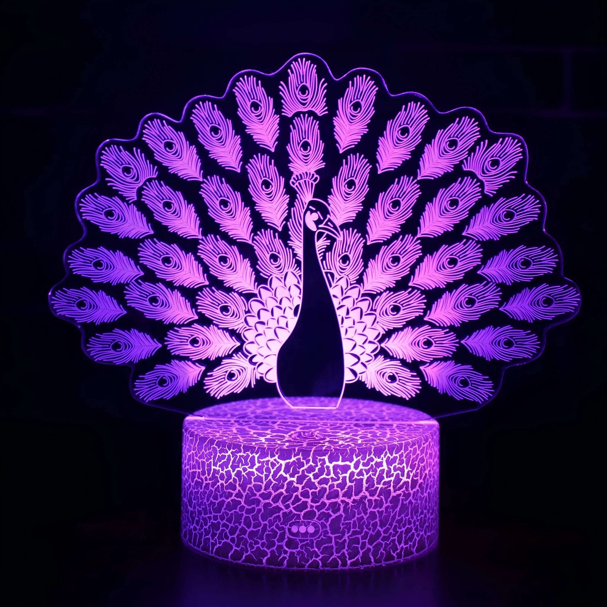 Acrylic 3D USB table lamp with colourful crack base design and touch controls