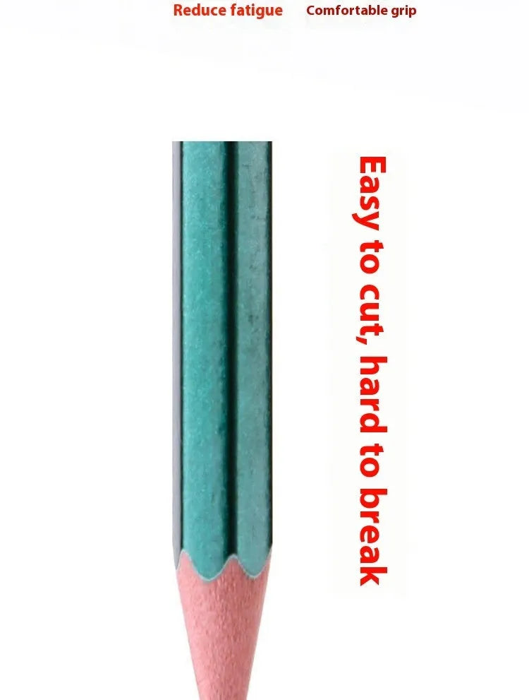 Green Rod wooden pencil set with HB and 2B grades, six-angle barrel design