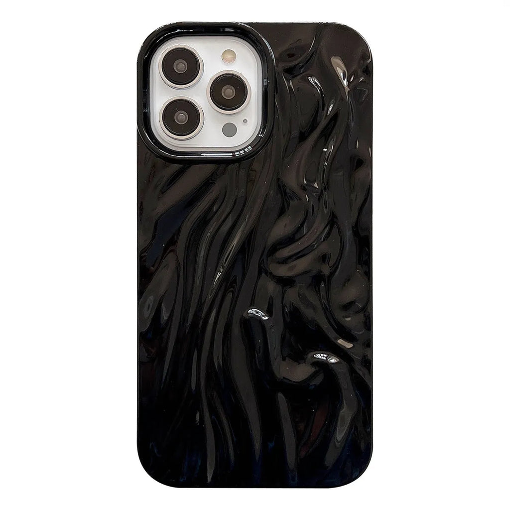 Ins style solid colour water ripple silicone phone case for iPhone models on a plain background.