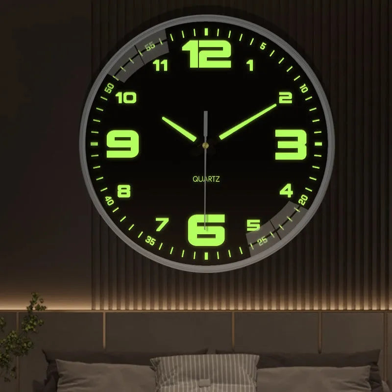 Modern 8-inch luminous wall clock with plastic shell in colour option YG010, YG011, or YG012.