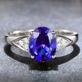 Natural zircon ring with red and blue stone inlay, heart design court style for women