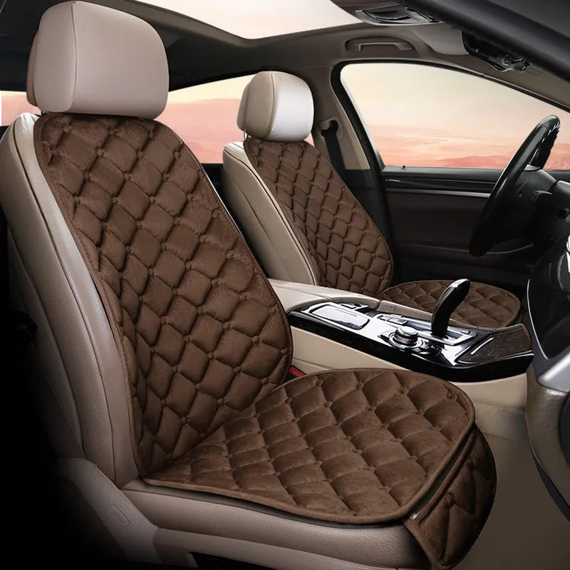 Ringer plush winter car seat cushion in cotton fabric with cotton stuffing, available in six colours