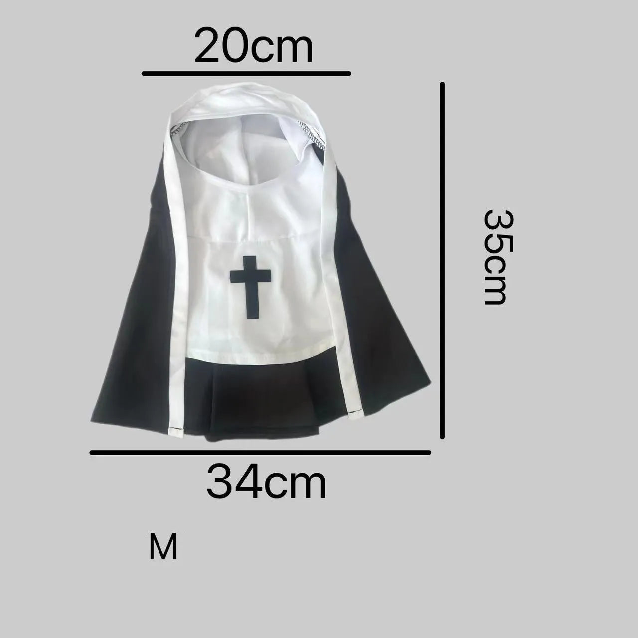Black and white nun costume for small to medium dogs and cats with pullover design