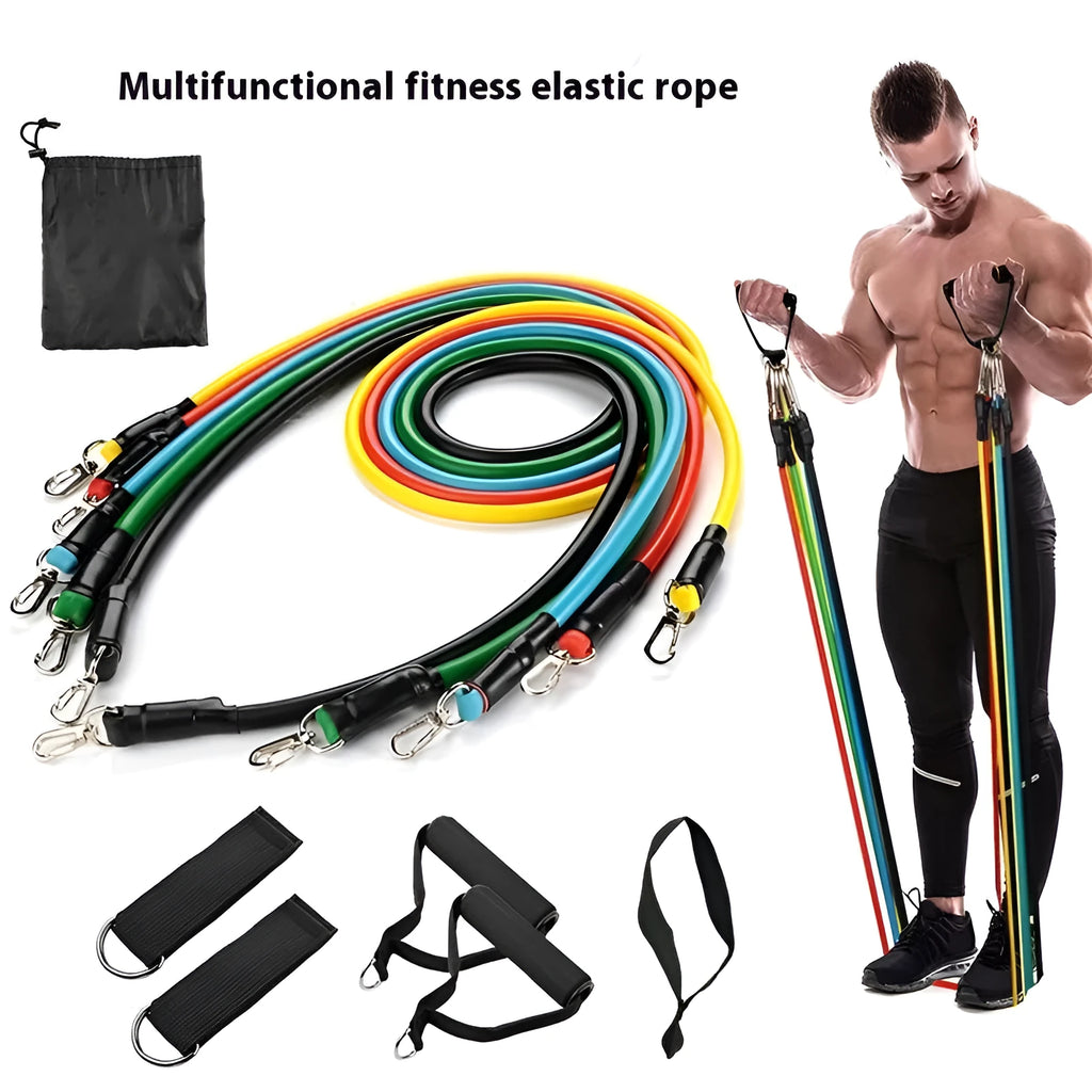 Multi-functional door sports 11-piece set with pulling rope for home fitness training