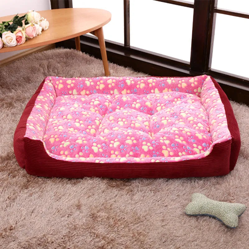 Beige plush pet bed with raised sides in kennel design for small dogs and cats