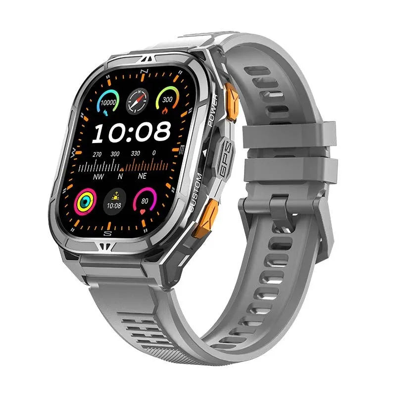 X5 smart watch with AMOLED screen and Bluetooth calling features, available in black and gray