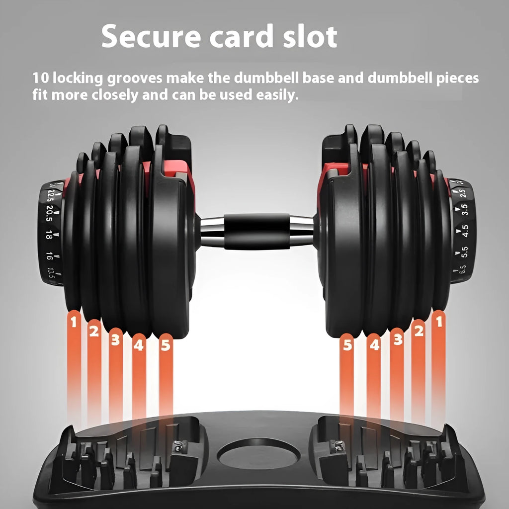Adjustable 15 gear men's dumbbell set with steel plate and plastic construction for home fitness