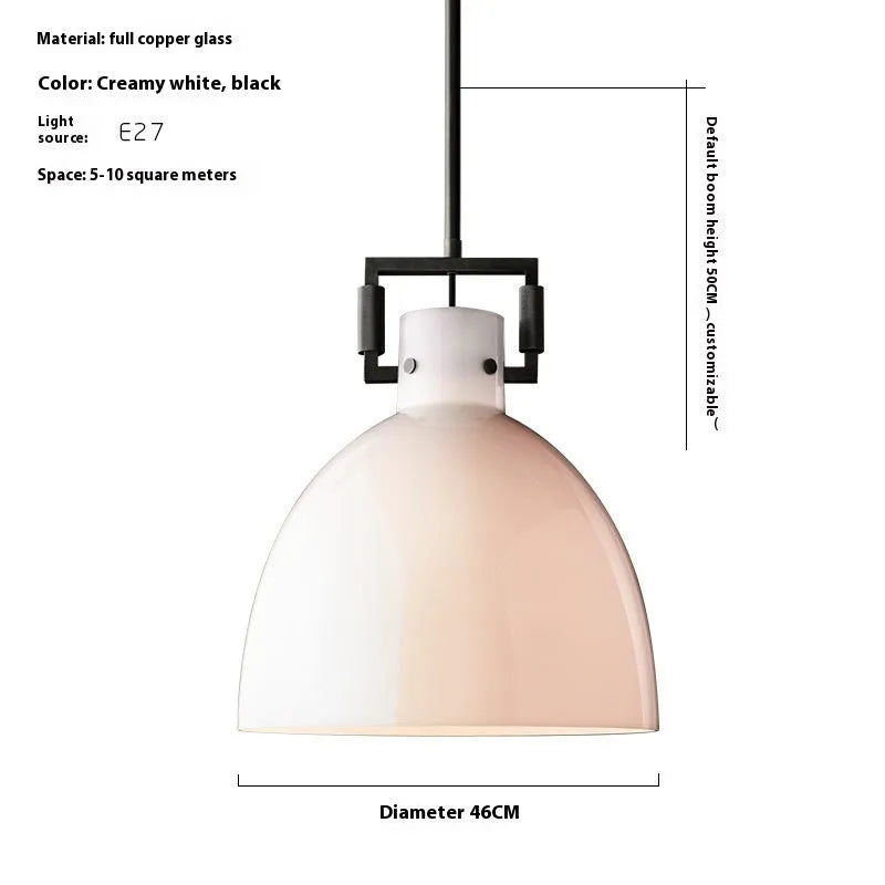 American retro striped glass chandelier with copper metal frame and transparent glass cover, 36cm diameter