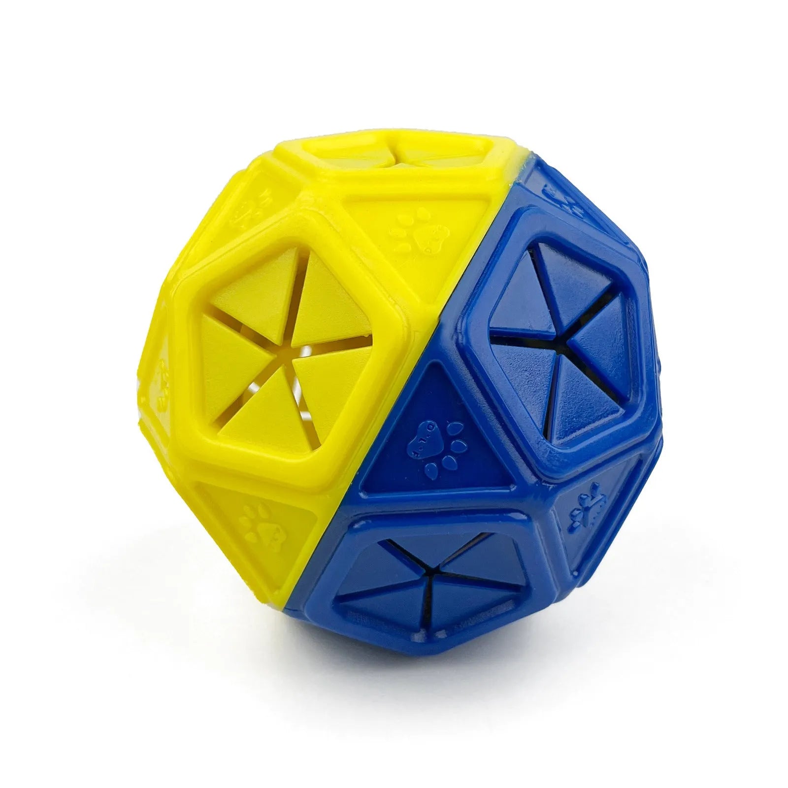 Blue biting-resistant hollow dog toy ball for interactive food puzzles
