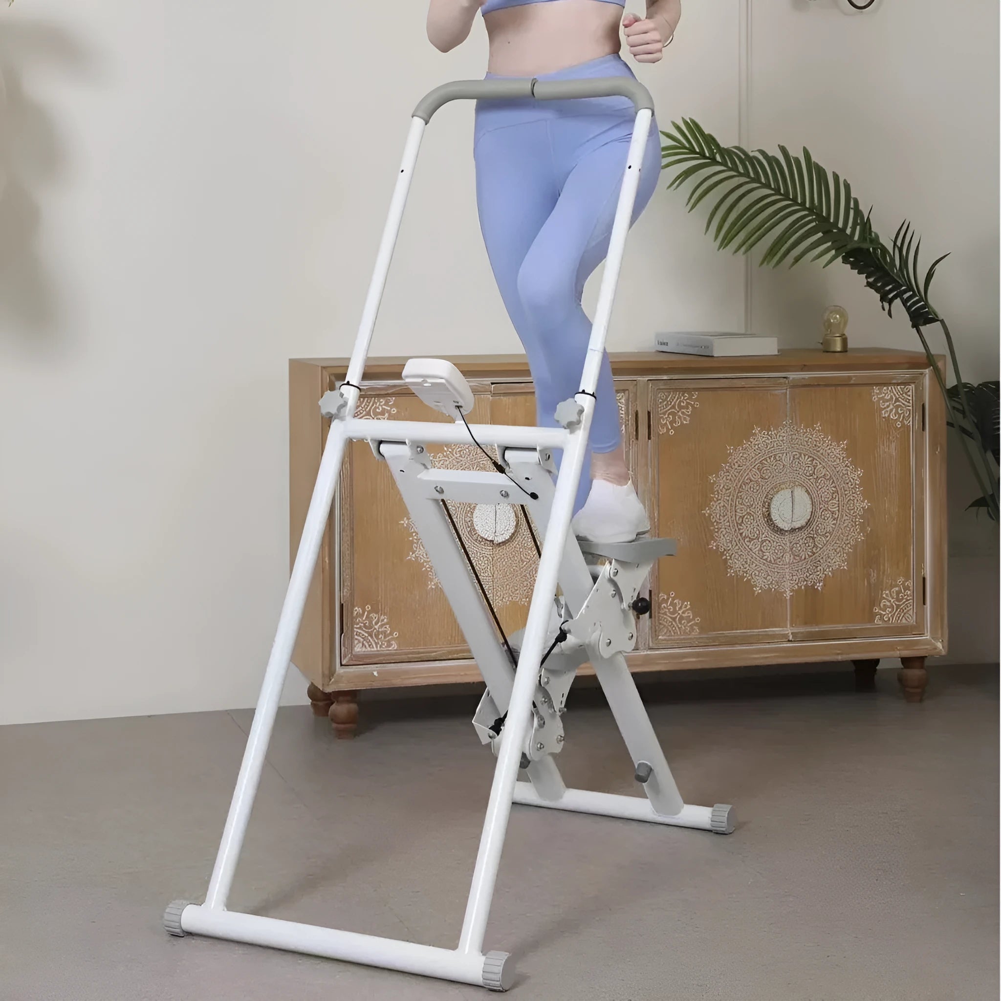 Starlight White foldable multi-function treadmill and indoor climbing frame for home fitness