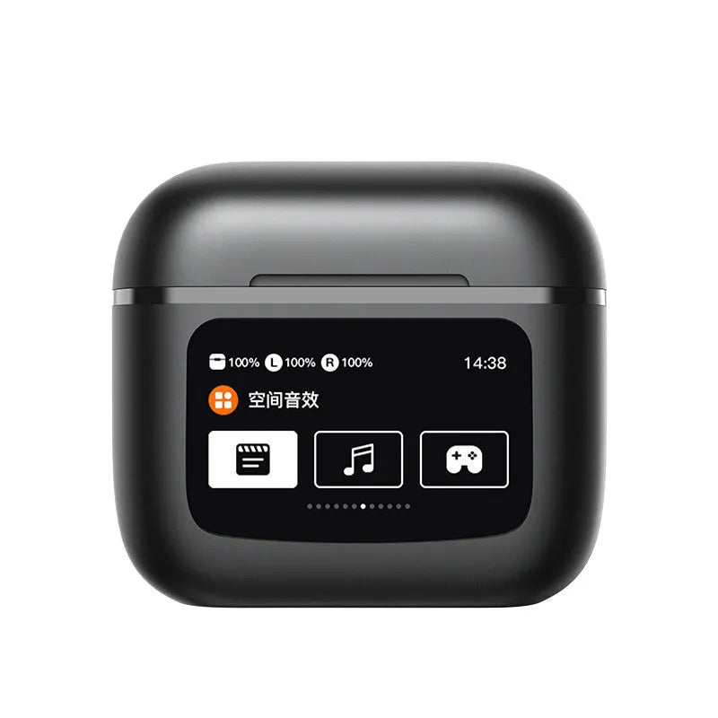 Touch screen wireless noise reduction in-ear Bluetooth headset in Black LX10 with digital display