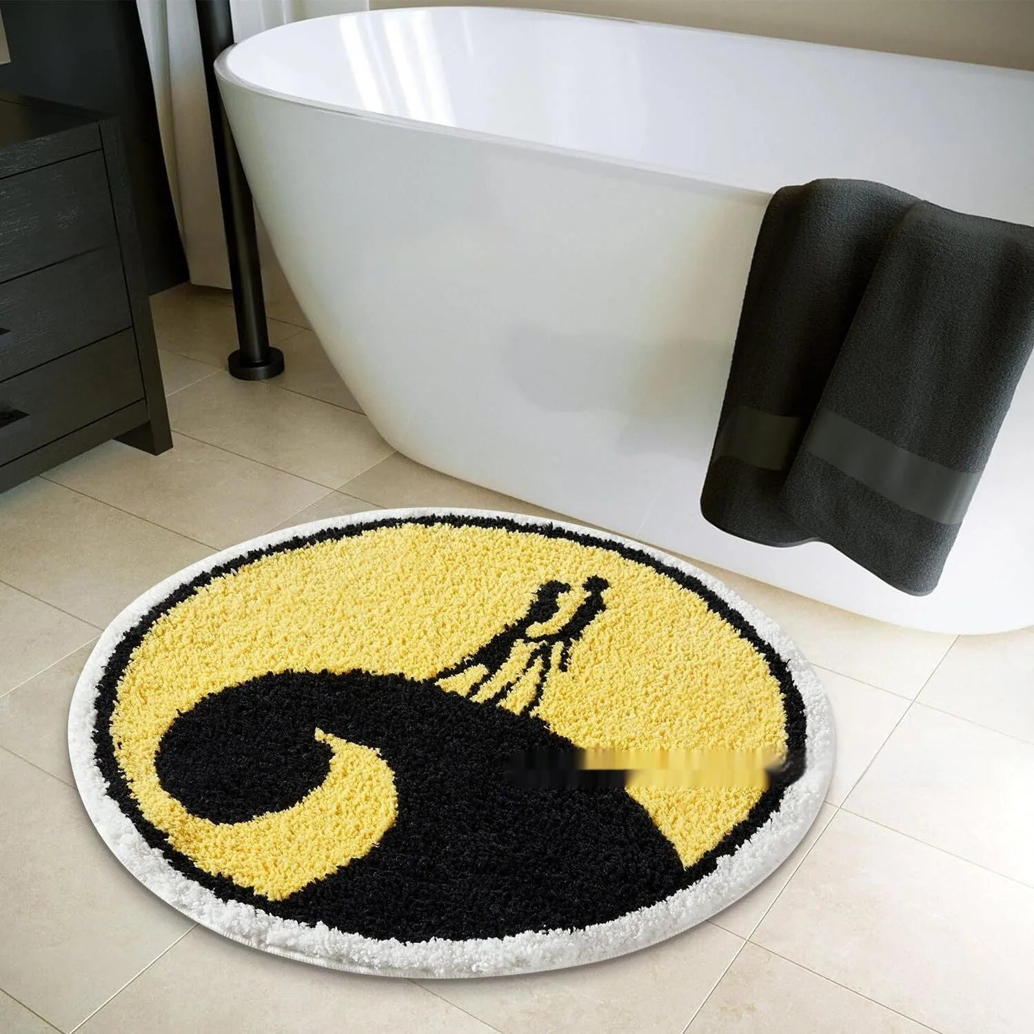 Printed round Christmas carpet with holiday design on soft polyester material