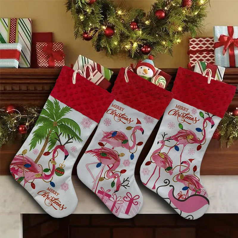 Flamingo Christmas stocking cloth decoration 46x28cm in American style