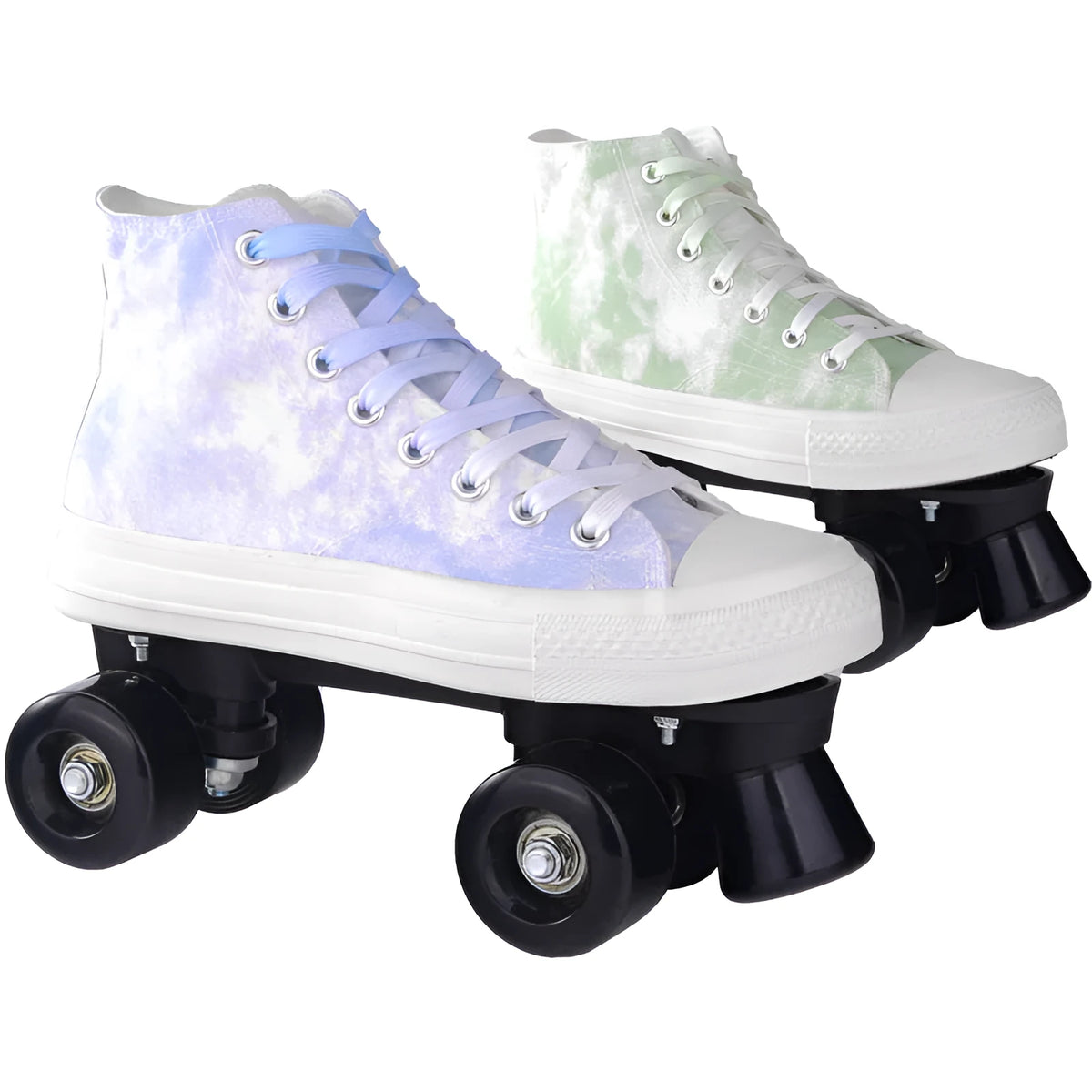 Camouflage canvas double row roller skates for adults with PU wheels in blue flash option