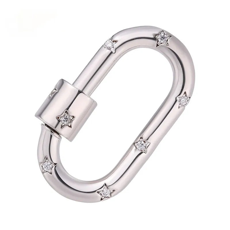 Copper micro inlaid zircon mountain climbing heart button with electroplated finish spring fastener or screw buckle