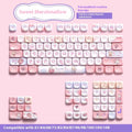 Sweet Cotton Candy coloured mechanical keyboard keycaps arranged in 112-key and 120-key sets