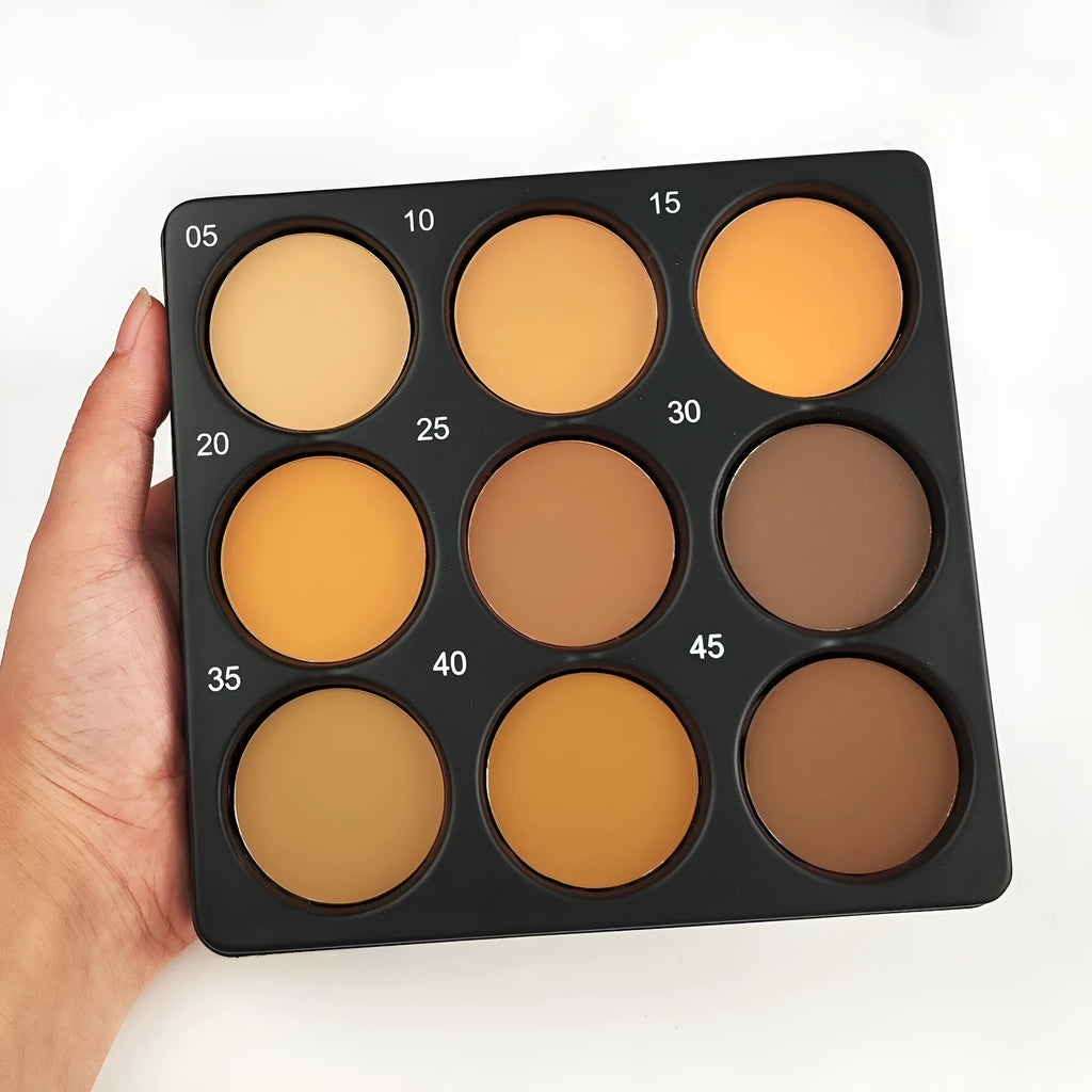 Dark matte eyeshadow palette with 9 waterproof colours and repair disk for punk and fashion makeup