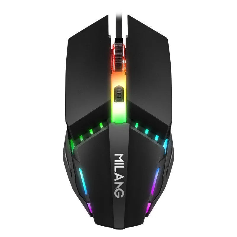 Black single-handed mechanical keyboard and mouse set with 1.5 metre cable