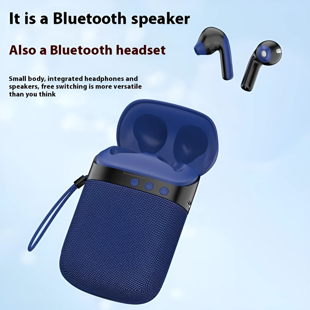 Bluetooth headset speaker two-in-one in-ear wireless earphone USB charging black blue gray