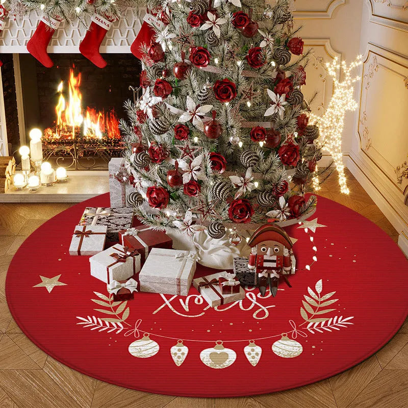 Christmas snowflake print round polyester fibre floor mat in American style with multiple size options